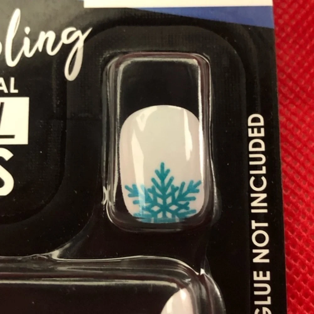 3‎ for $10 White square tip blue snowflake press-on nail extensions new FREE